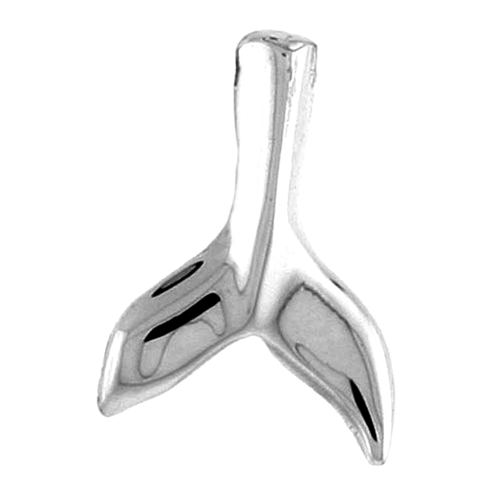 Sterling Silver Whale Tail Pendant Flawless Quality, 1/2 inch wide