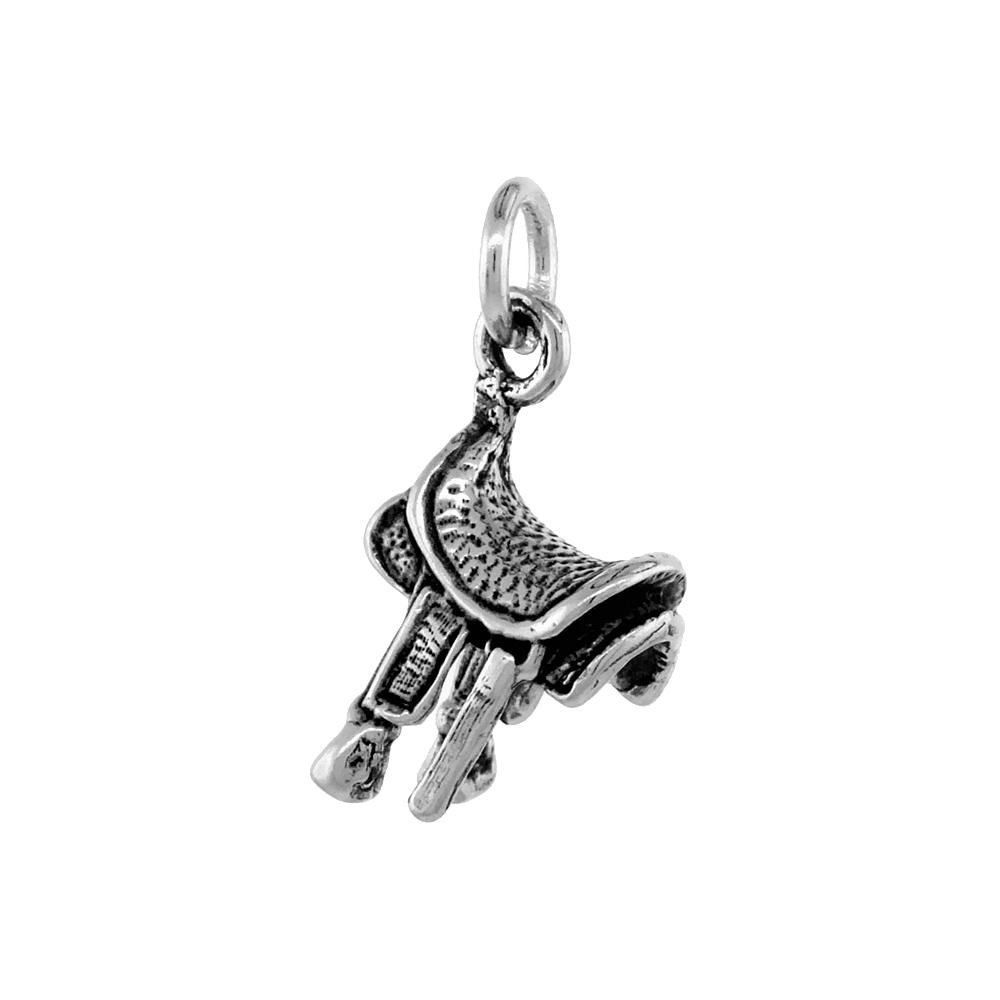 Sterling Silver Saddle Pendant Antiqued finish 5/8 inch