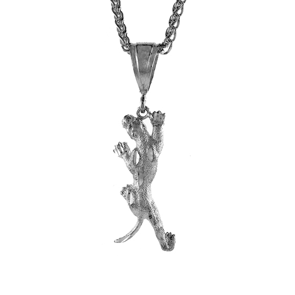 1 3/4 inch Large Sterling Silver Panther Pendant for Men Diamond Cut finish