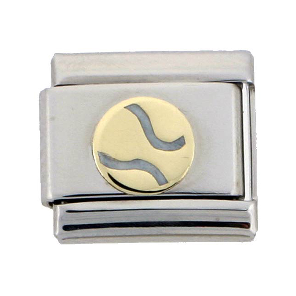 Stainless Steel 18k Gold Baseball Charm for Italian Charm Bracelets