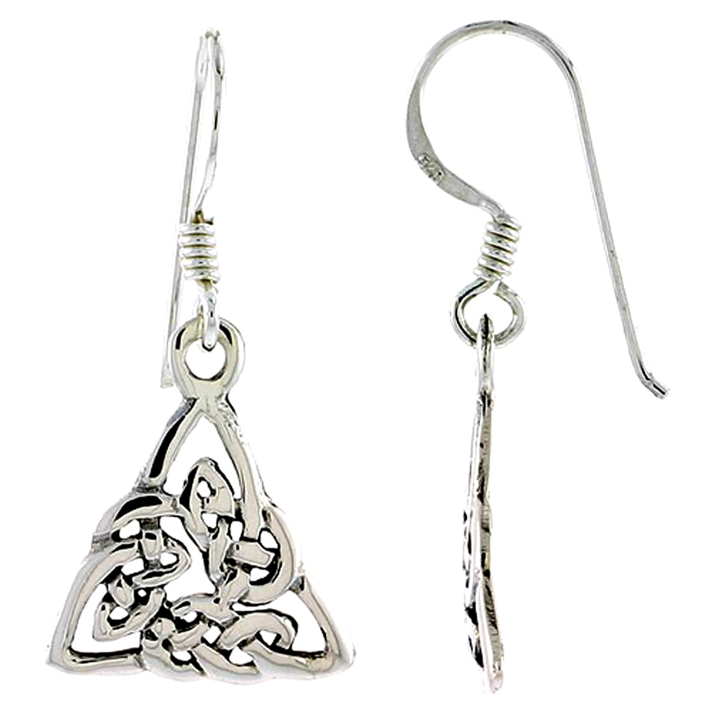 Sterling Silver Celtic Triquetra Trinity Knot Earrings, 5/8 inch long