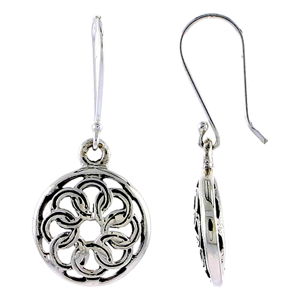 Sterling Silver Circular Knot Celtic Earrings, 5/8 inch long