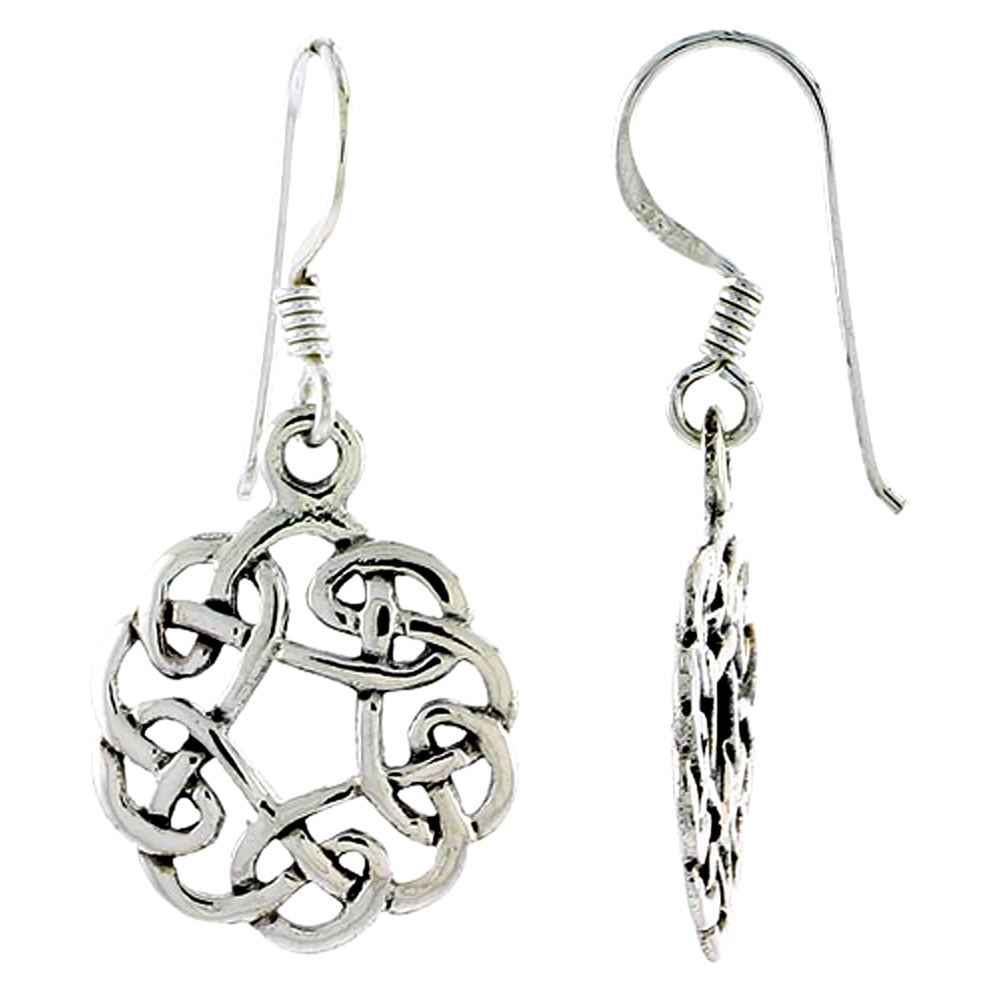 Sterling Silver Celtic Circular Knot Earrings, 3/4 inch long