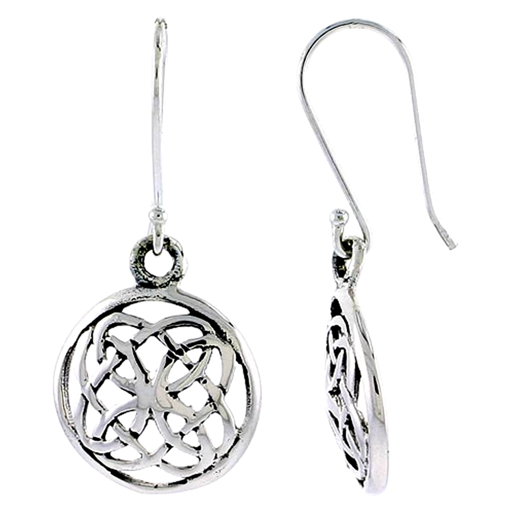 Sterling Silver Celtic Love Knot Earrings, 5/8 inch long