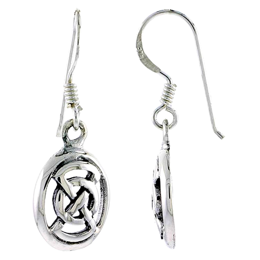 Sterling Silver Celtic Knot Earrings, 5/8 inch long