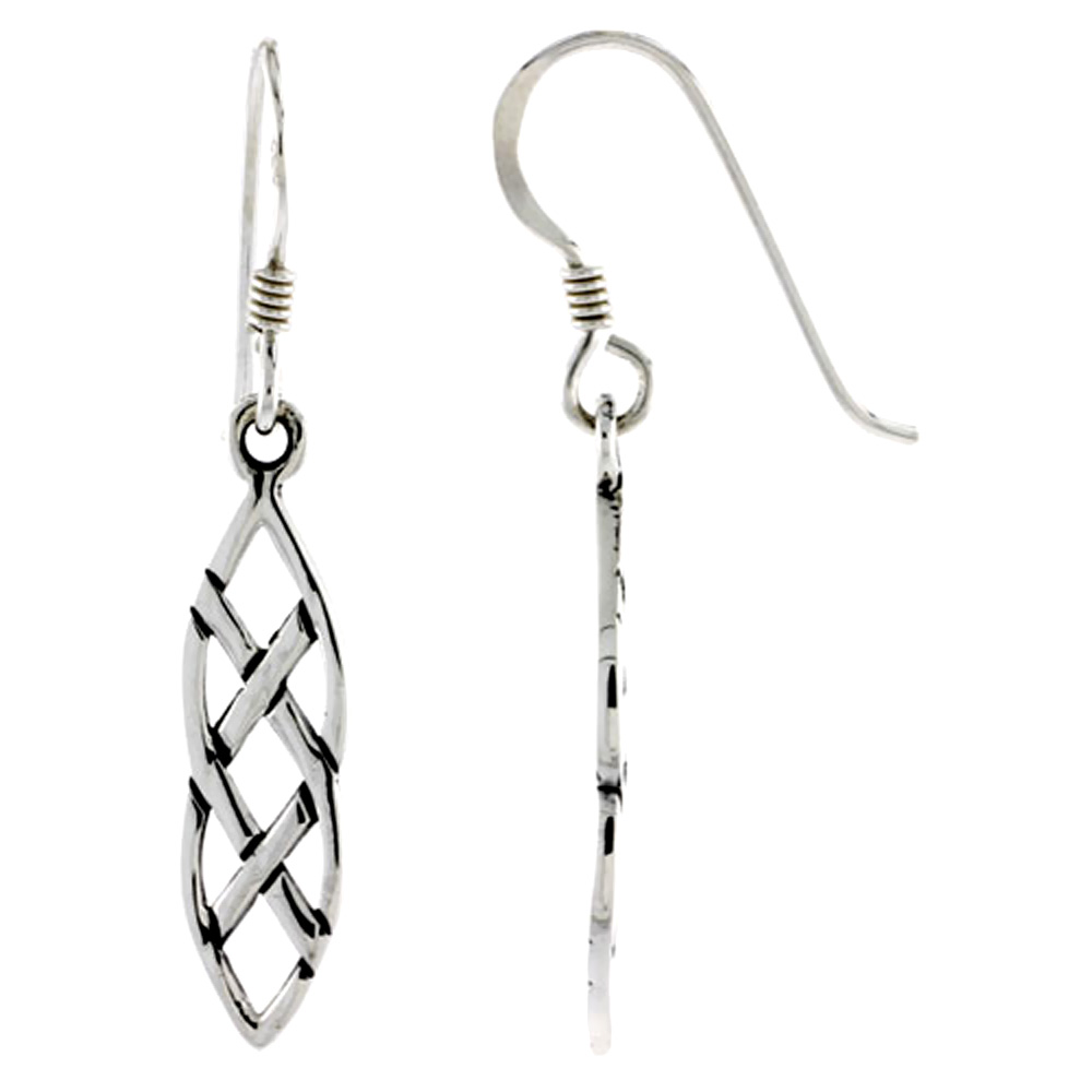 Sterling Silver Celtic Braid Earrings, 7/8 inch long