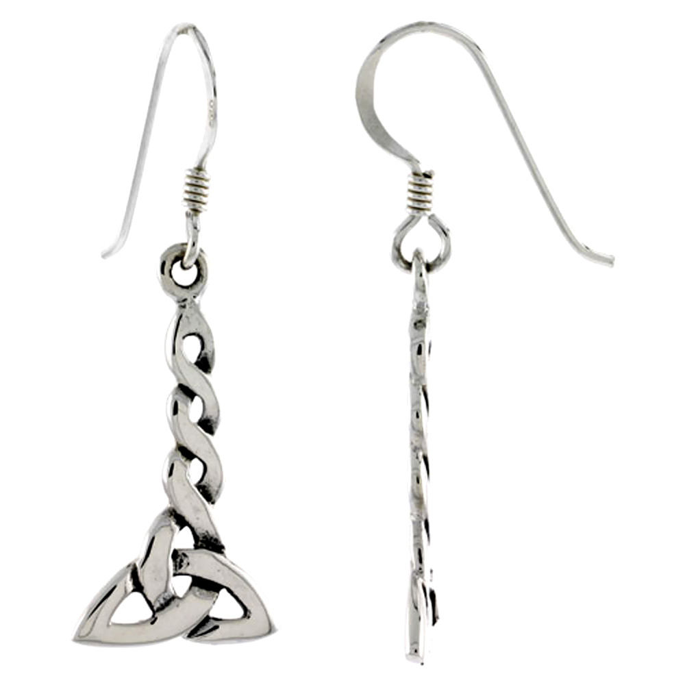 Sterling Silver Triqutra Celtic Earrings, 7/8 inch long