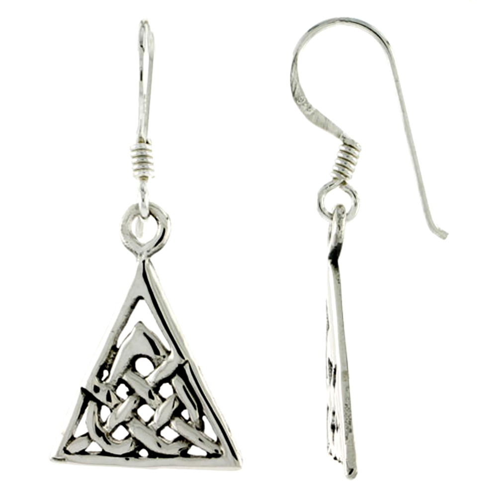 Sterling Silver Celtic Triquetra Trinity Knot Earrings, 3/4 inch long