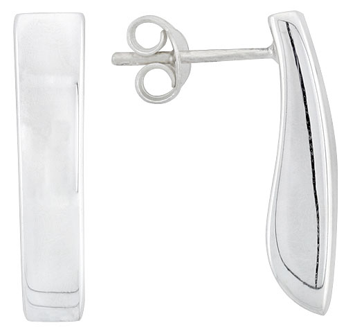 Sterling Silver Rectangular Post Earrings, 13/16 inch long