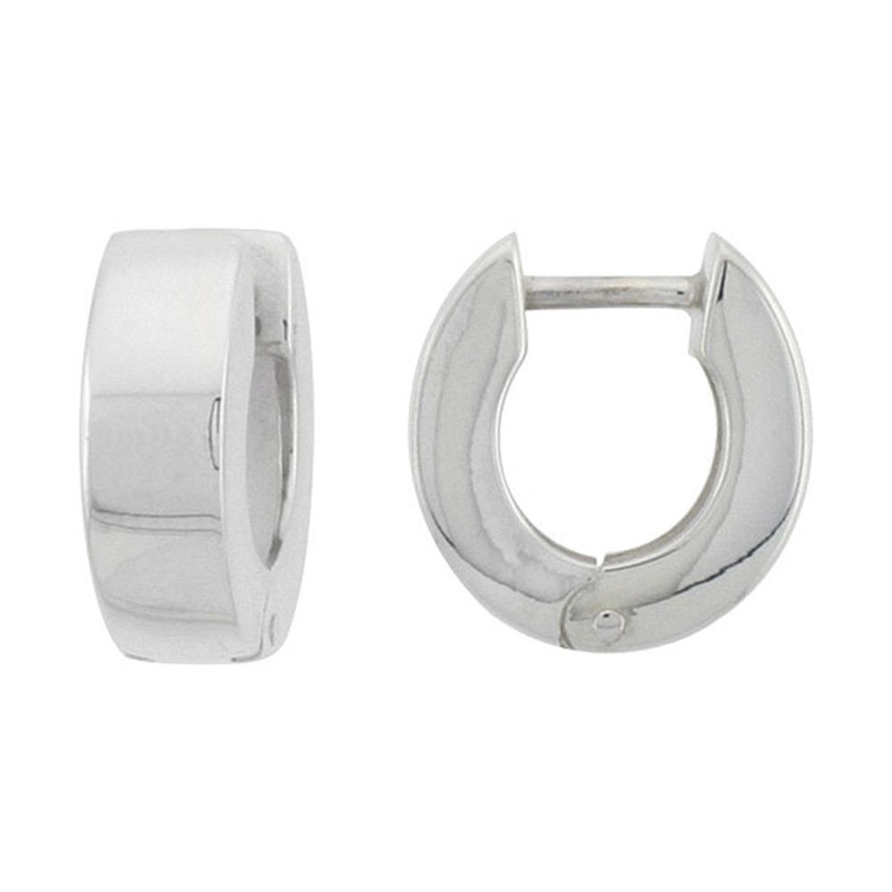 Sterling Silver Huggie Earrings U-Shape Flawless Finish, 1/2 inch