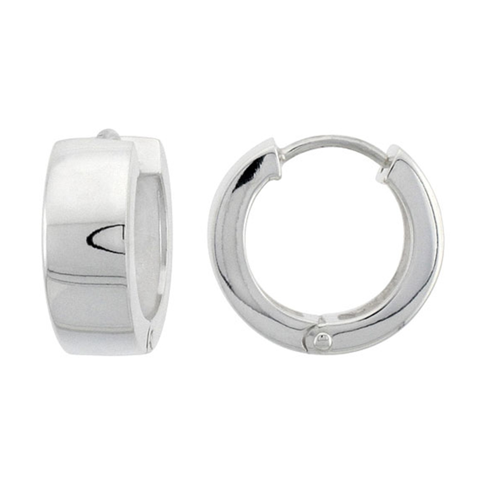 Sterling Silver Huggie Earrings Round Shape Flawless Finish, 5/8 inch