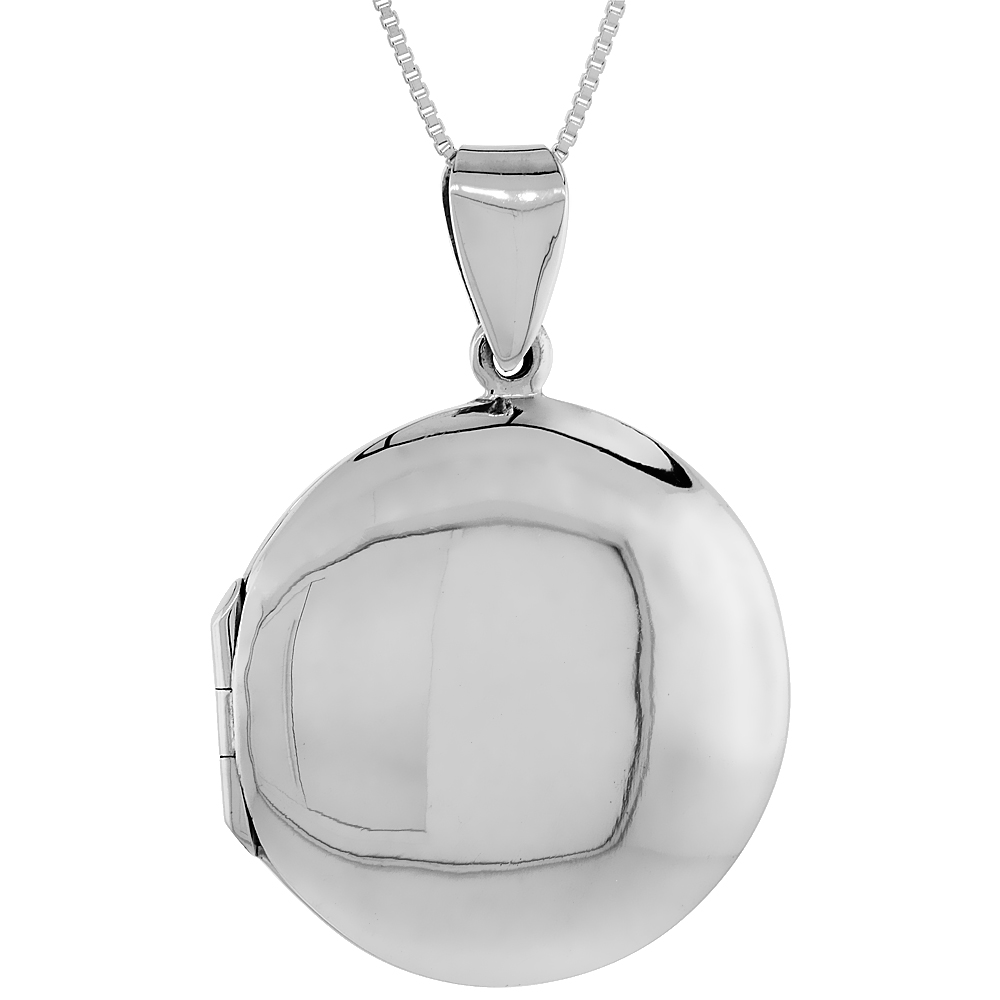 1 1/8 inch Sterling silver EngravableRound Locket Pendant for Women Handmade