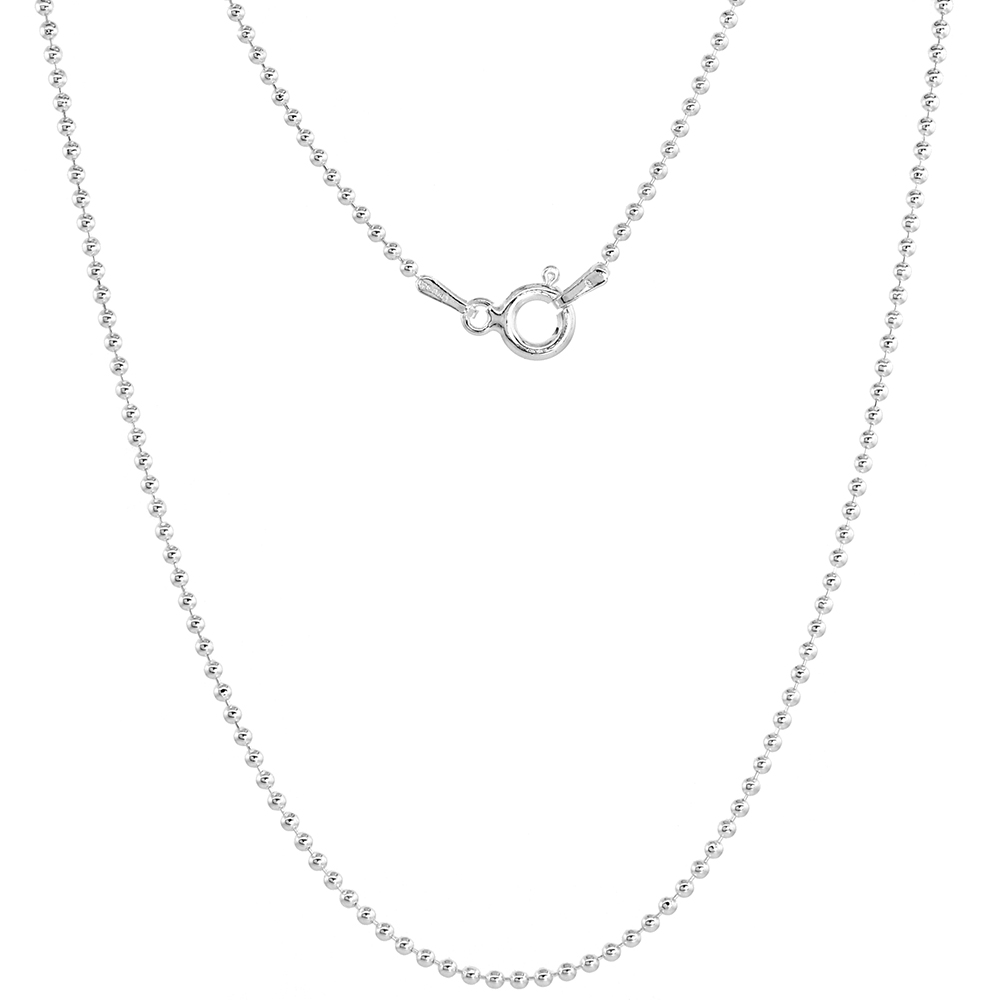 Sterling Silver Anklet Pallini Bead Ball Chain 1.5 mm Nickel Free Italy, sizes 9 - 10 inch