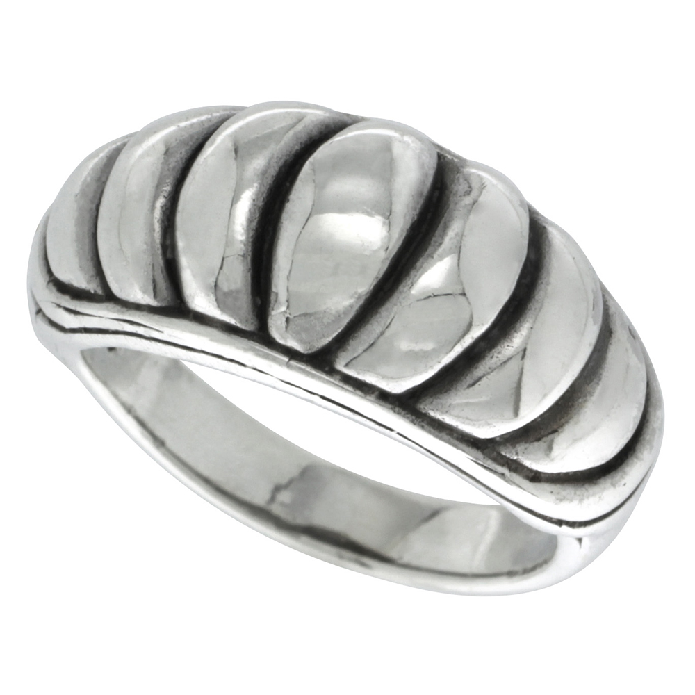 Sterling Silver Scalloped Domed Ring 1/2 inch wide, sizes 5 - 13