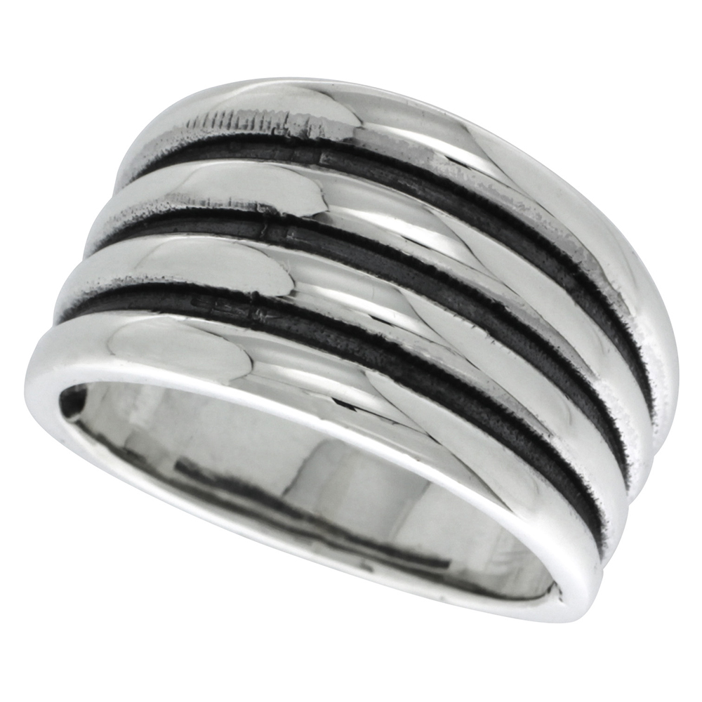 Sterling Silver Scalloped Dome Ring 5/8 inch wide, sizes 5 - 11