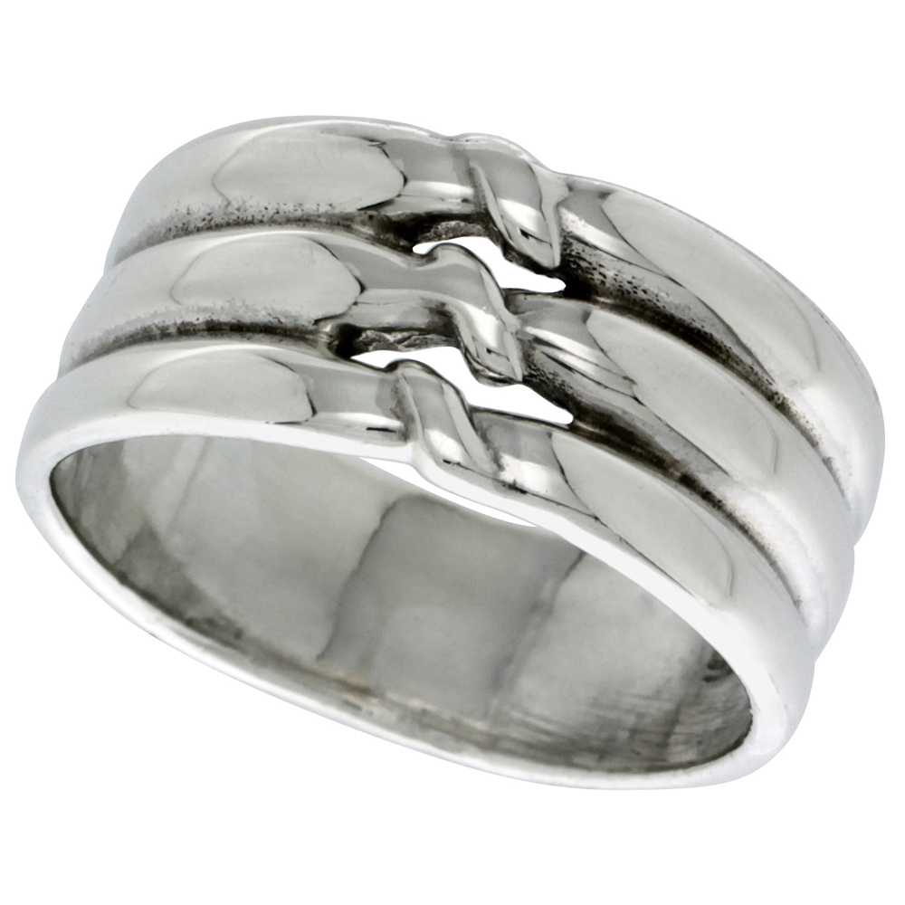 Sterling Silver Scalloped Dome Ring 3/8 inch wide, sizes 6 - 14