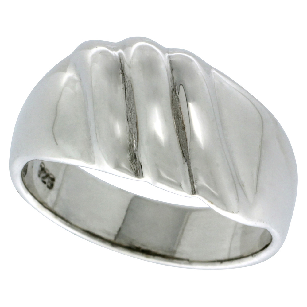 Sterling Silver Scalloped Dome Ring 7/16 inch wide, sizes 6 - 13