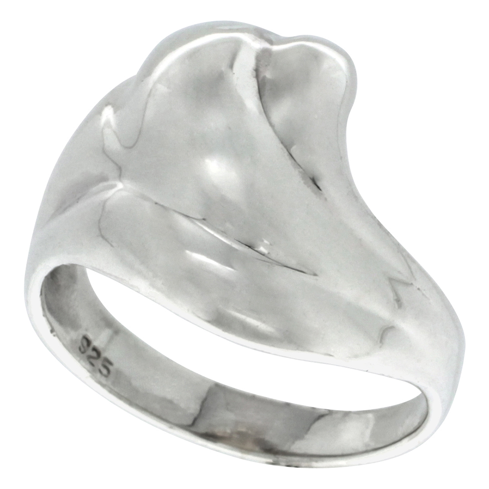 Sterling Silver Scalloped Dome Ring 1/2 inch wide, sizes 5 - 11