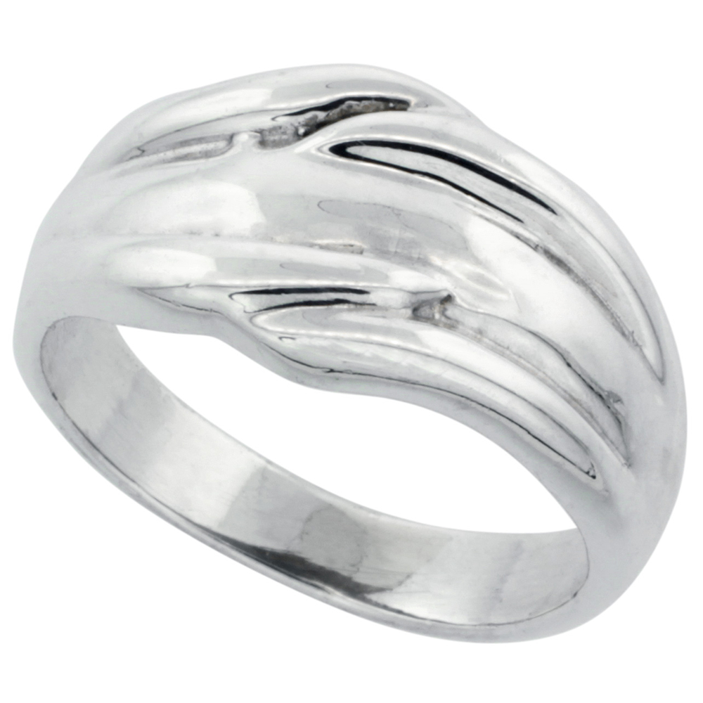 Sterling Silver Freeform Dome Ring 1/2 inch wide, sizes 5 - 14