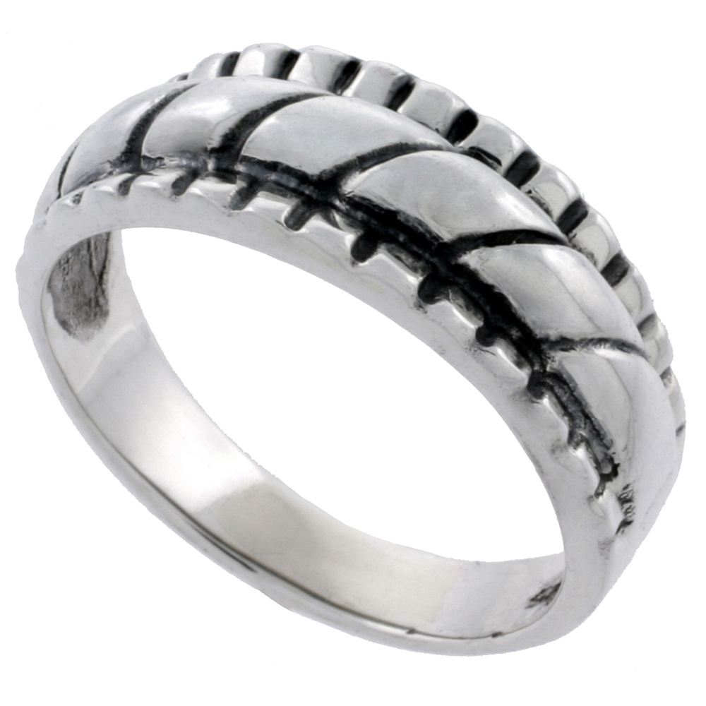 Sterling Silver Rope Design Ring 1/4 inch, sizes 5 - 14