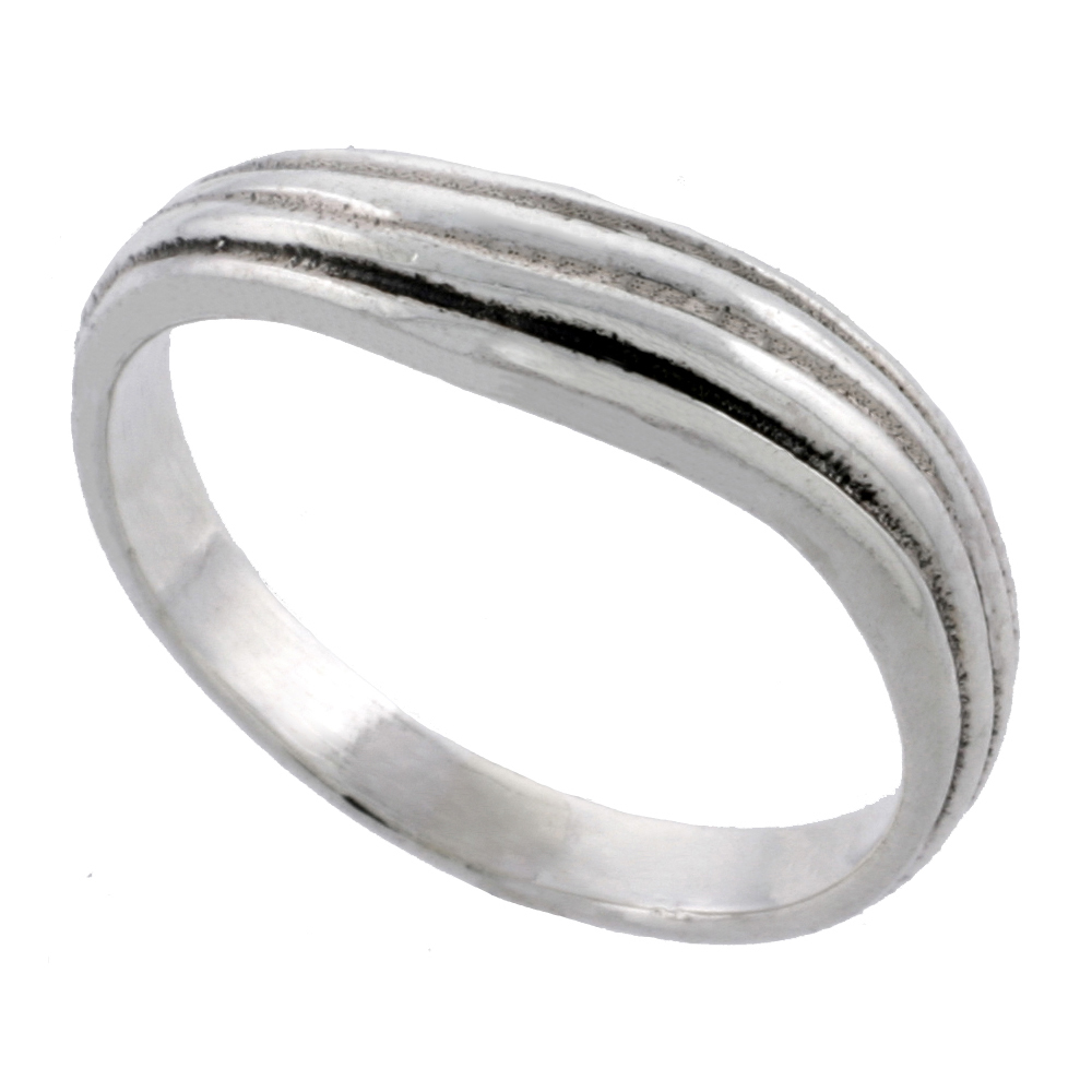 Sterling Silver Wavy Ring 3/16 inch wide, sizes 4 - 12