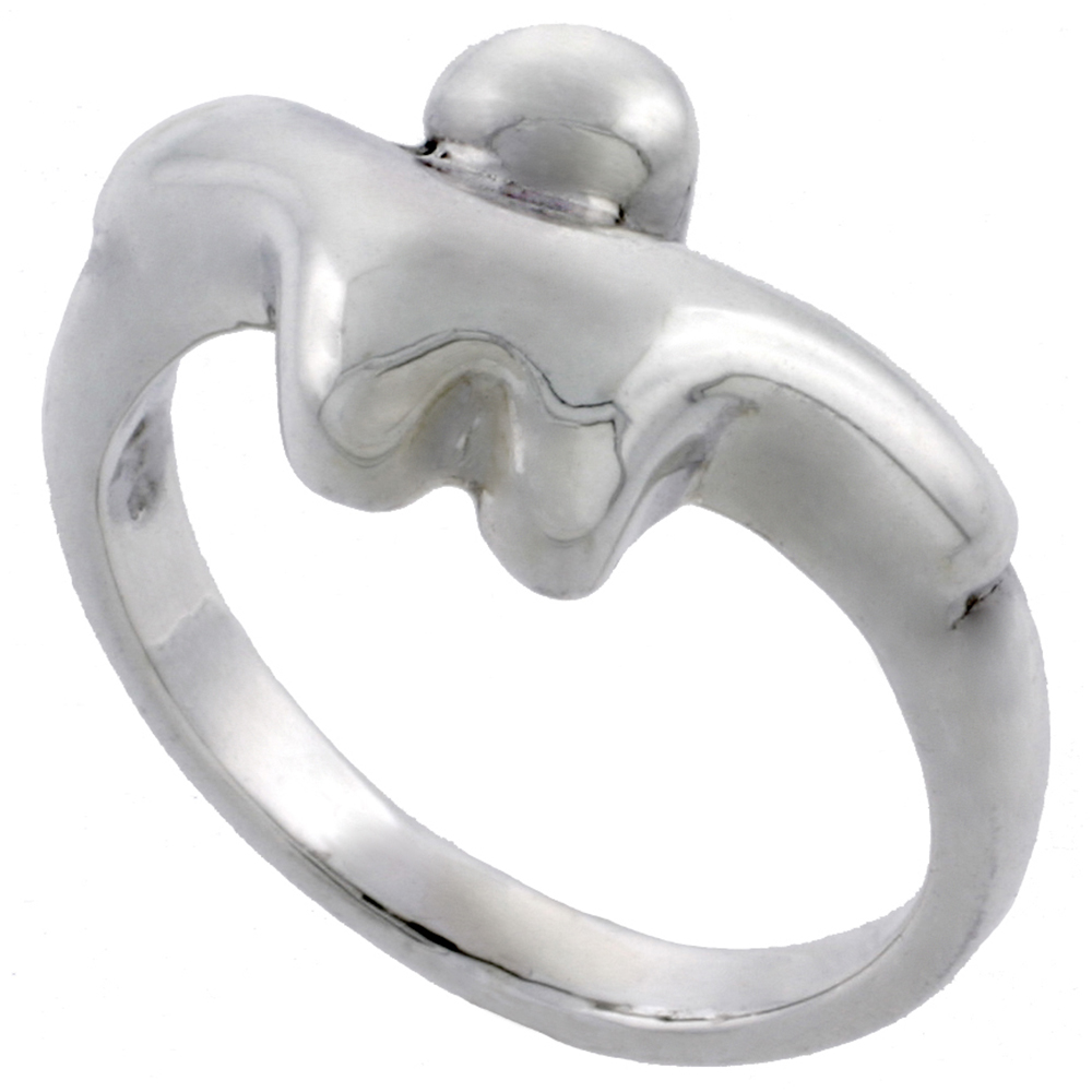 Sterling Silver Freeform Bead Ring 3/8 inch wide, sizes 5 - 12