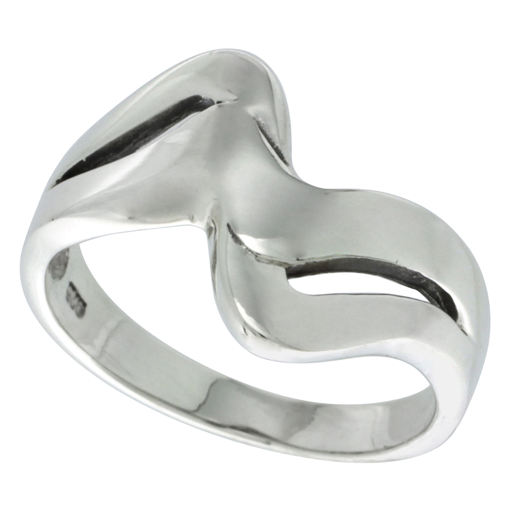Sterling Silver Freeform Ring 1/2 inch wide, sizes 6 - 13
