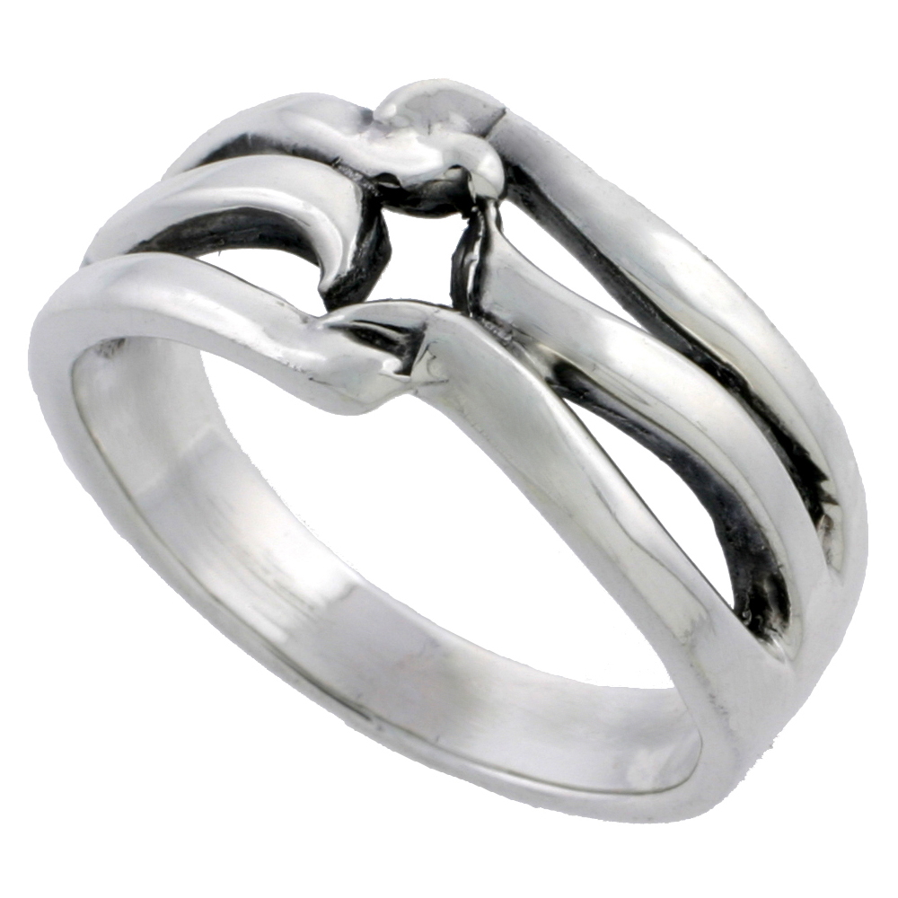 Sterling Silver Wave Ring 1/2 inch wide, sizes 5 - 10