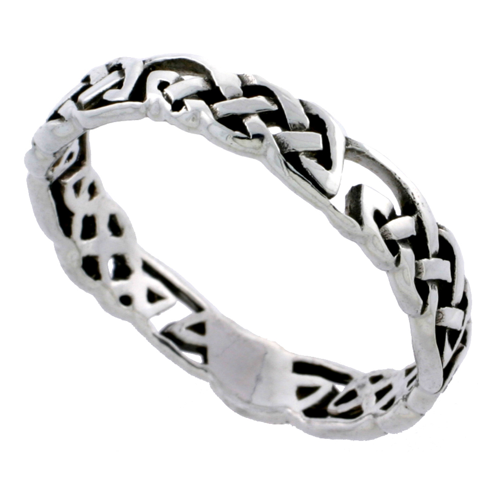 Sterling Silver Stackable Celtic Ring 1/8 inch wide, sizes 6 - 10