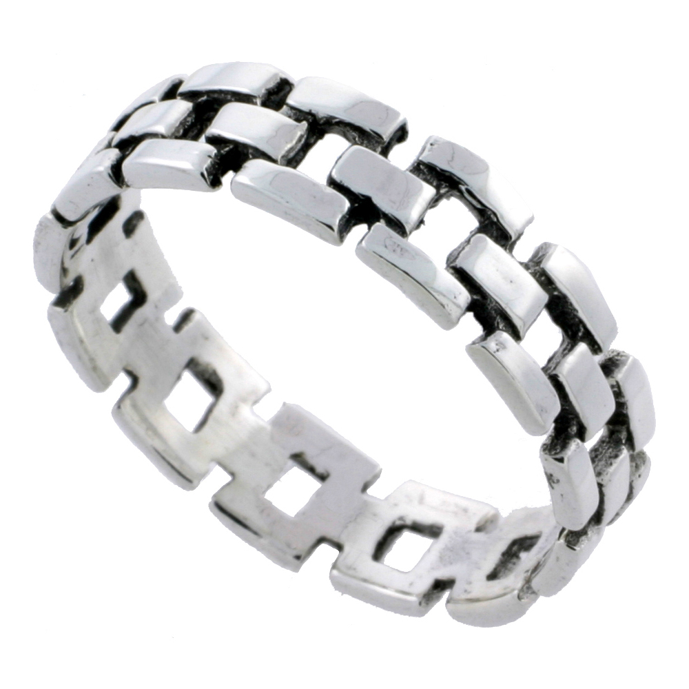 Sterling Silver Bar Links Stackable Ring 3/16 inch wide, sizes 4 - 10