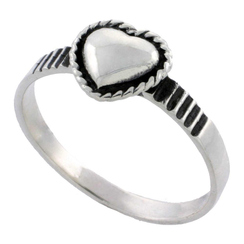 Sterling Silver Heart Ring 5/16 inch wide, sizes 4 - 12