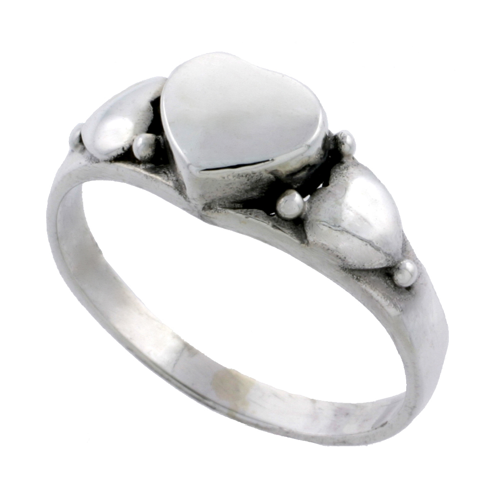 Sterling Silver Heart Ring 1/4 inch, sizes 4 - 11