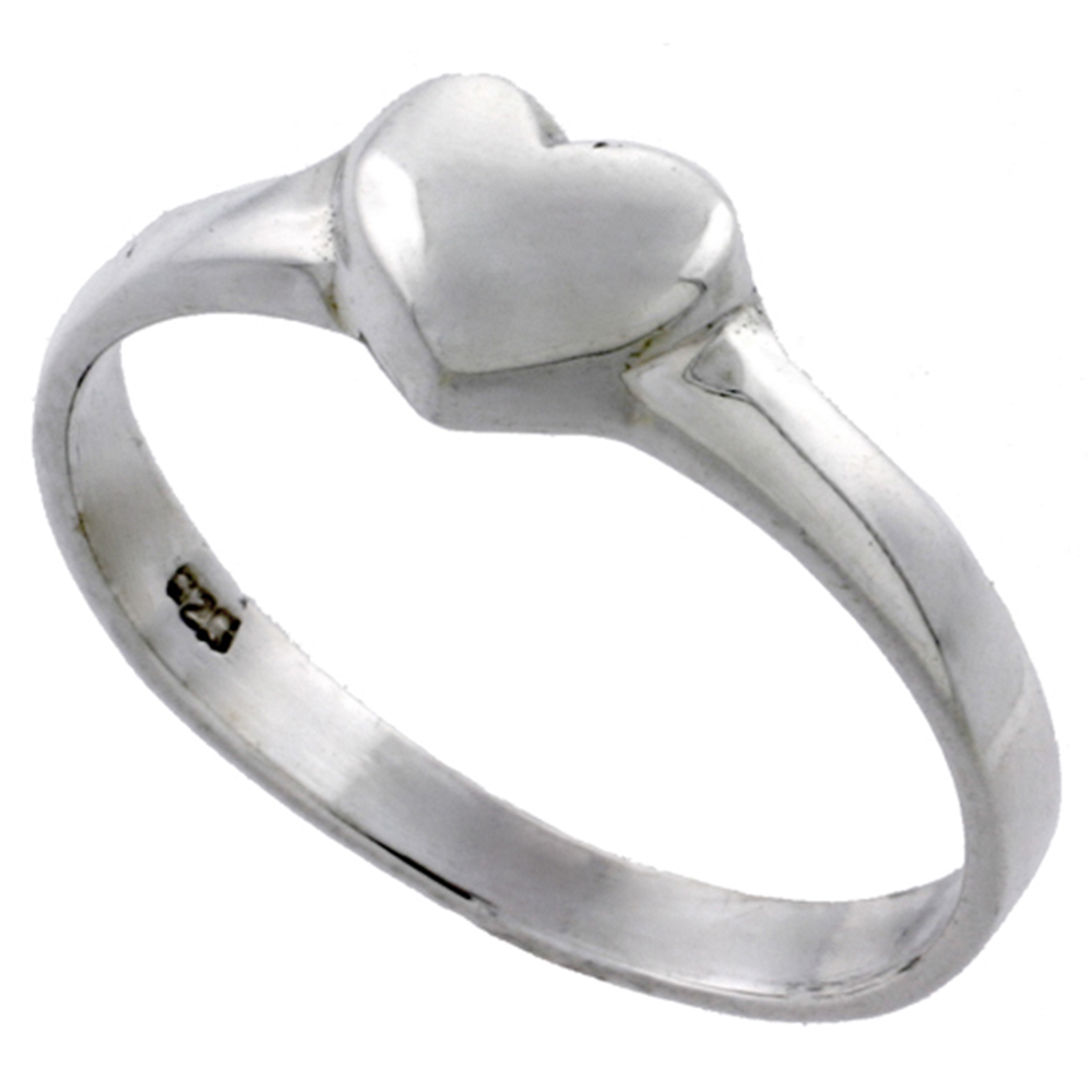 Sterling Silver Heart Ring 1/4 inch wide, sizes 3 - 10