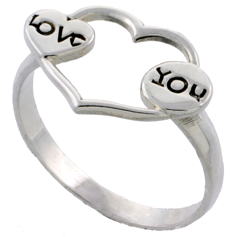 Sterling Silver LOVE Heart Ring 1/2 inch wide, sizes 5 - 11