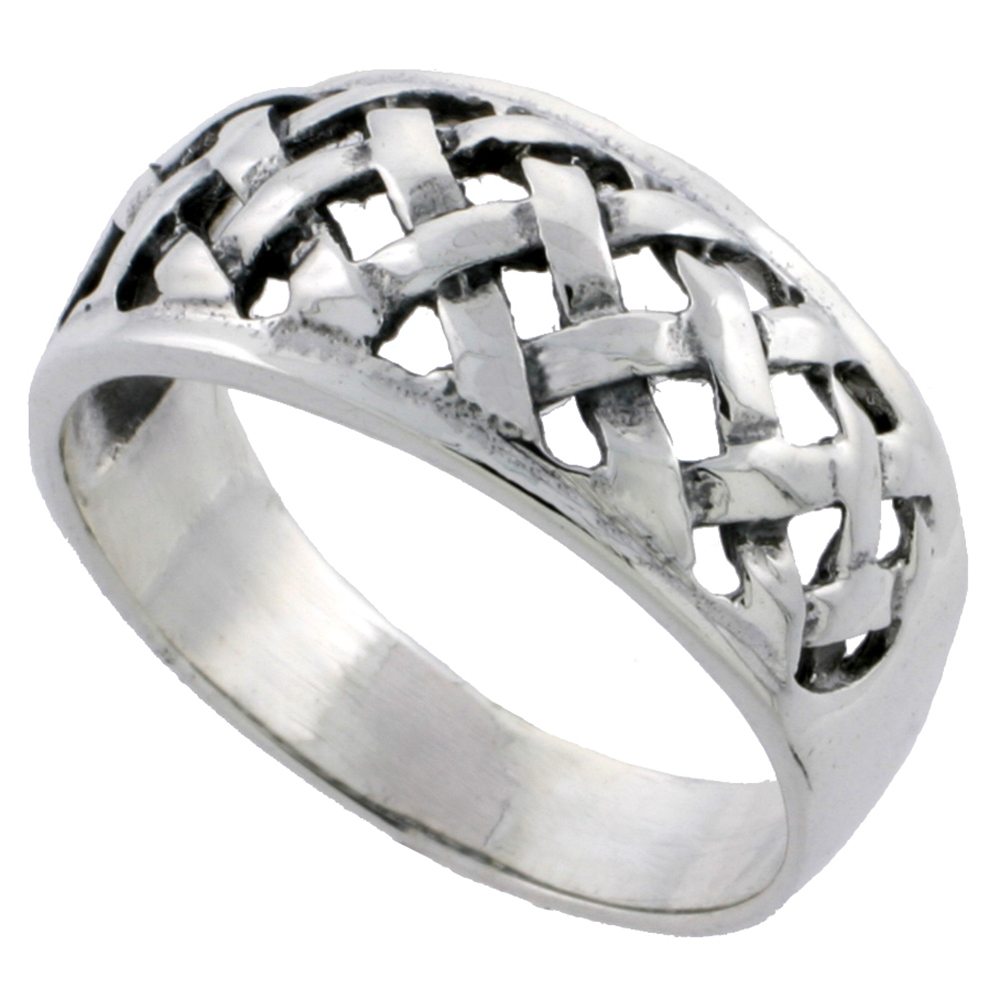 Sterling Silver Basket Weave Ring 3/8 inch wide, sizes 6 - 10