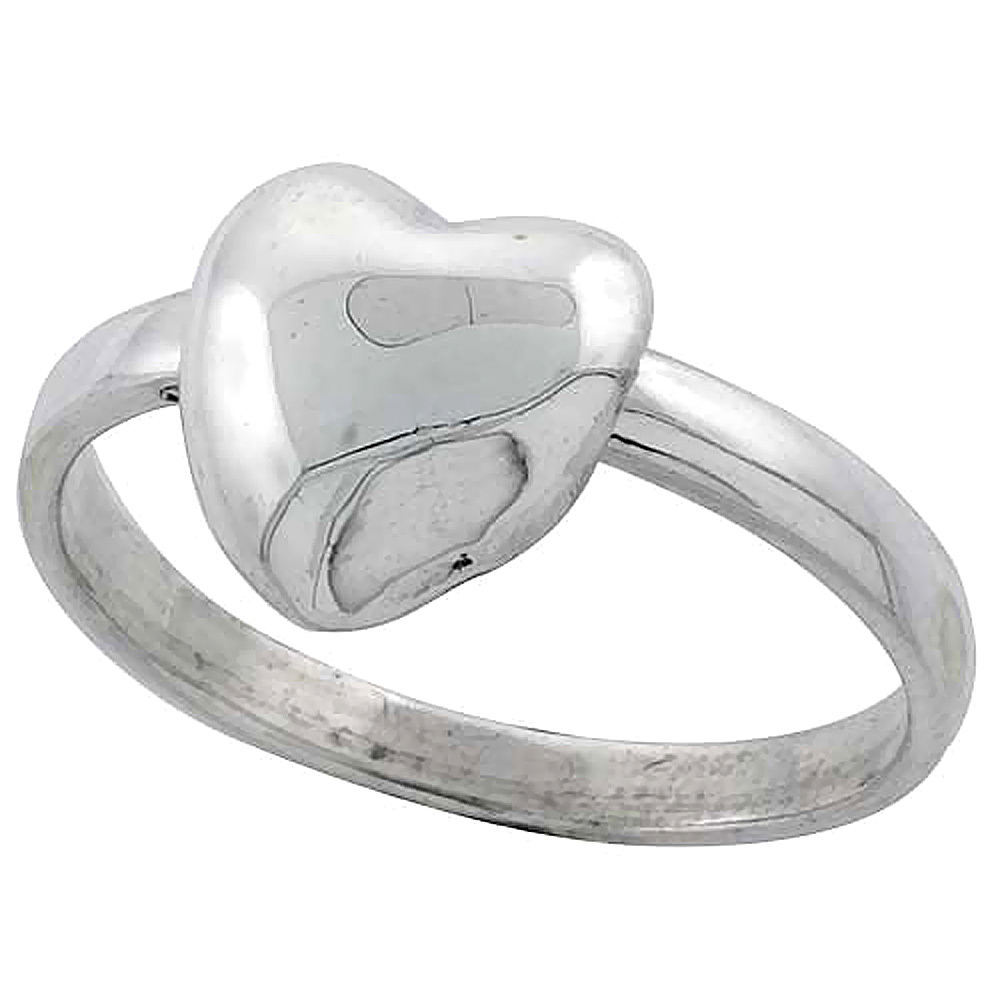 Sterling Silver Movable Heart Ring 1/2 inch wide, sizes 6 - 10