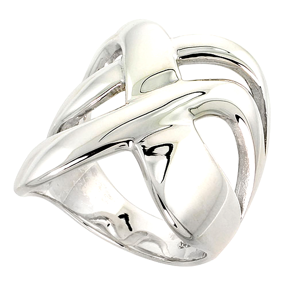 Sterling Silver Crisscross Ring Flawless finish 1 inch wide, sizes 6 - 10