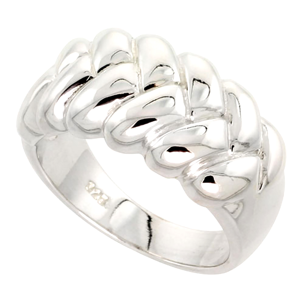 Sterling Silver Braided Dome Ring Flawless finish 1/2 inch wide, sizes 6 - 10