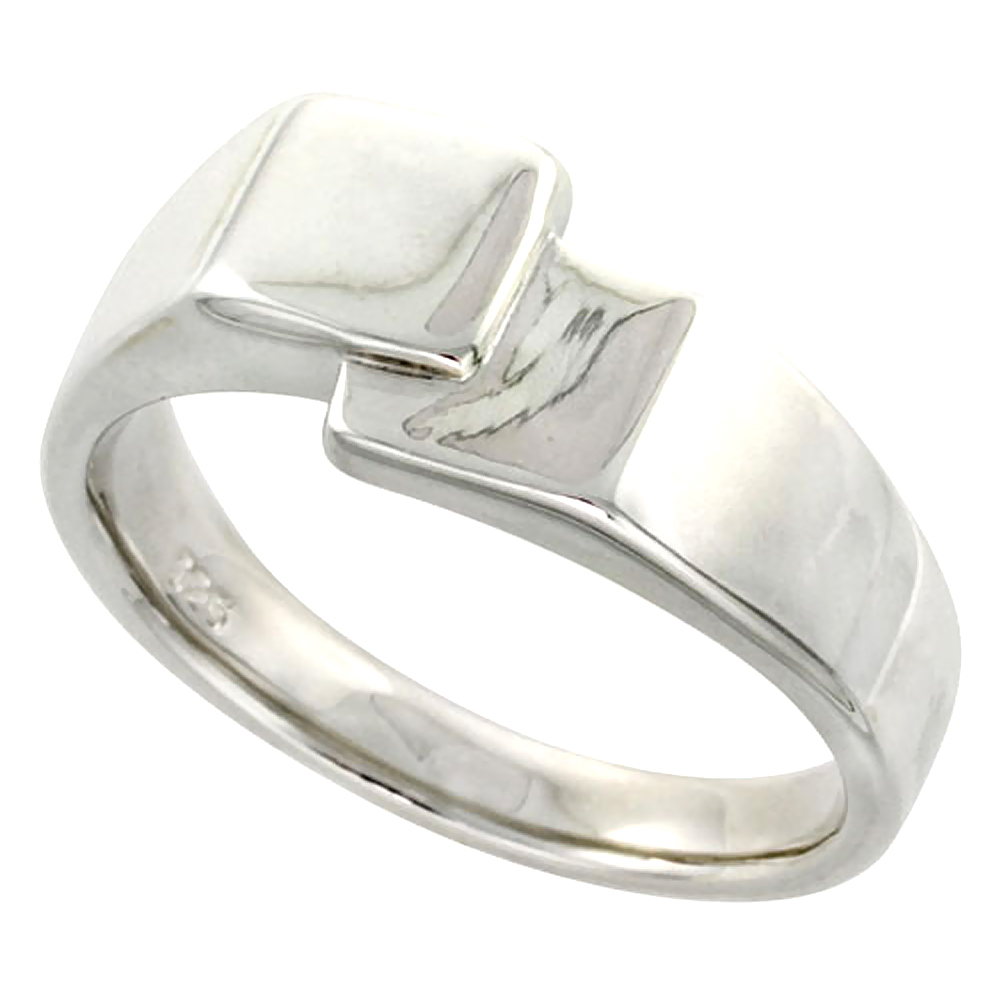 Sterling Silver Freeform Ring Flawless finish 3/8 inch wide, sizes 6 to 10