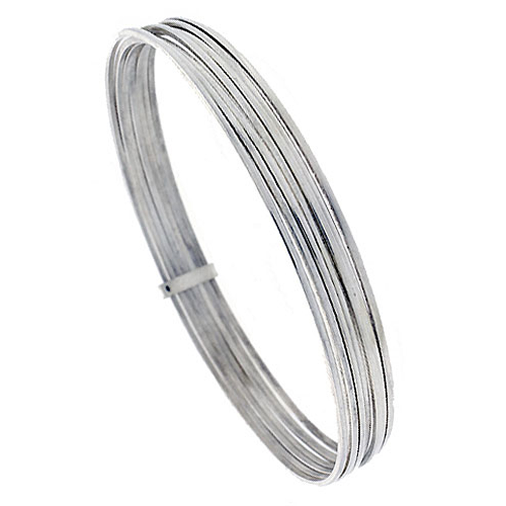 Sterling Silver 7-day Bangle Bracelet Handmade Extra Large 9 inch